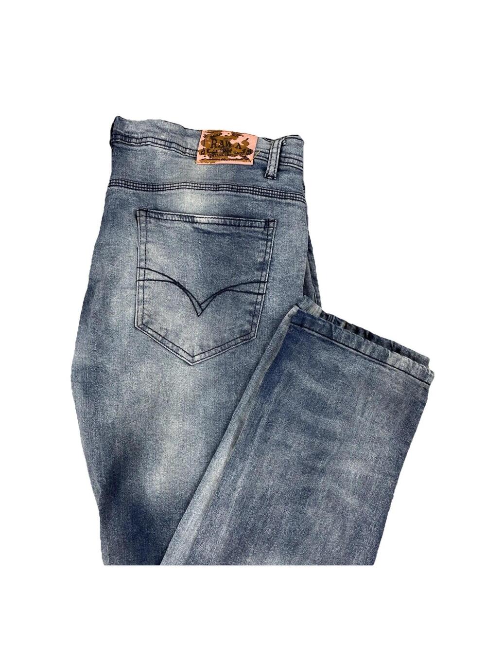 RAW X Men's Jeans 38 x 31 Standard Fit Stretch Denim Blue Faded Wash 10" Rise